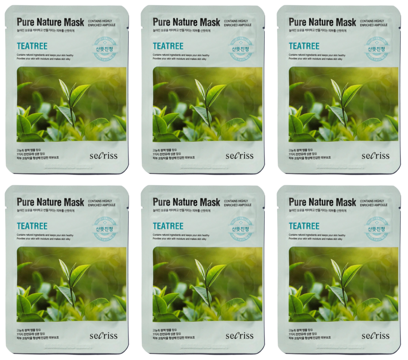 

Маска Anskin для лица тканевая Secriss Pure Nature Mask Pack-Teatree 25мл,6 шт/уп