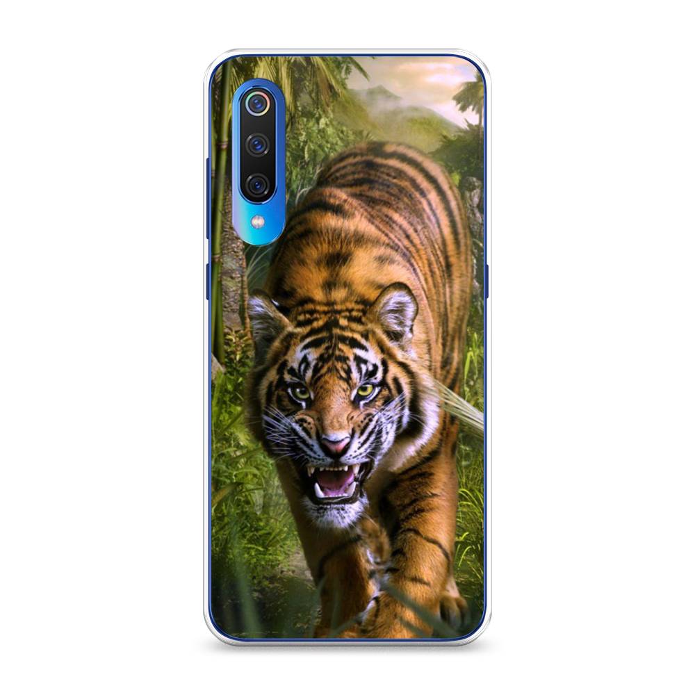

Чехол на Xiaomi Mi 9 "Тигр в джунглях 2", Оранжевый;зеленый, 34850-1