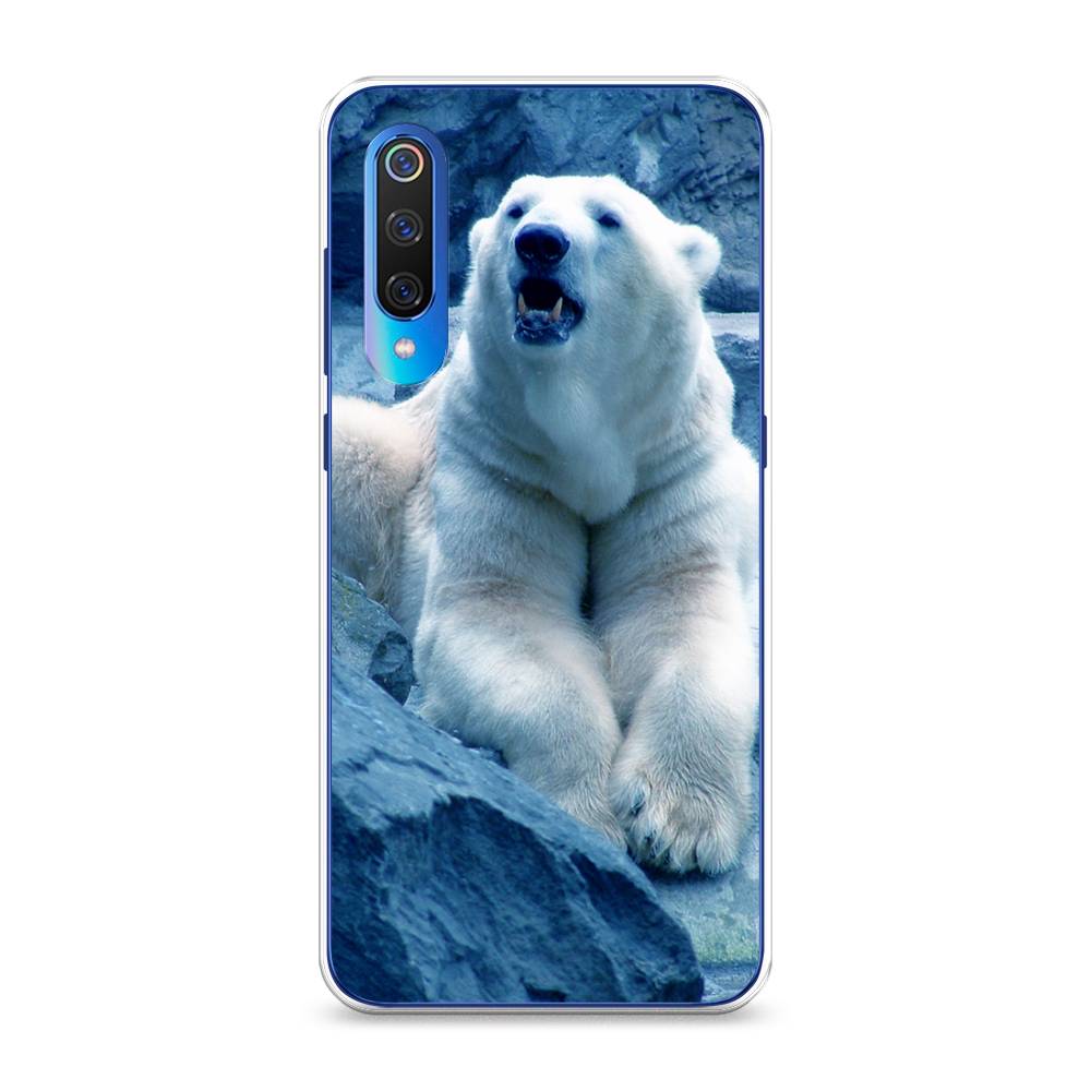 

Чехол на Xiaomi Mi 9 "Белый медведь", Голубой;белый, 34850-1
