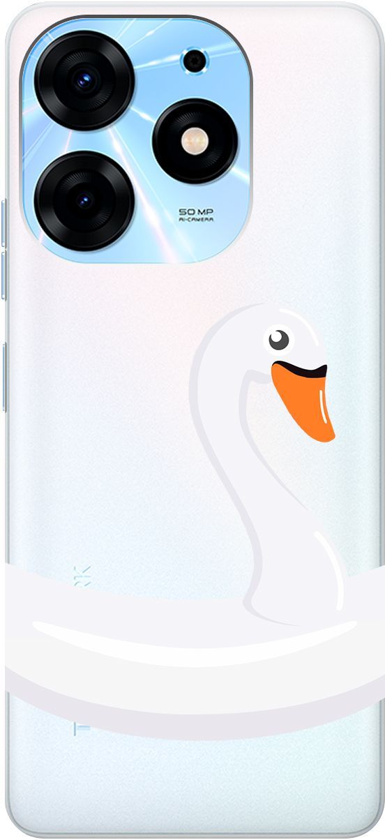 

Чехол на Tecno Spark 10 Pro с 3D принтом "Swan Swim Ring" прозрачный, Прозрачный;белый, 159565