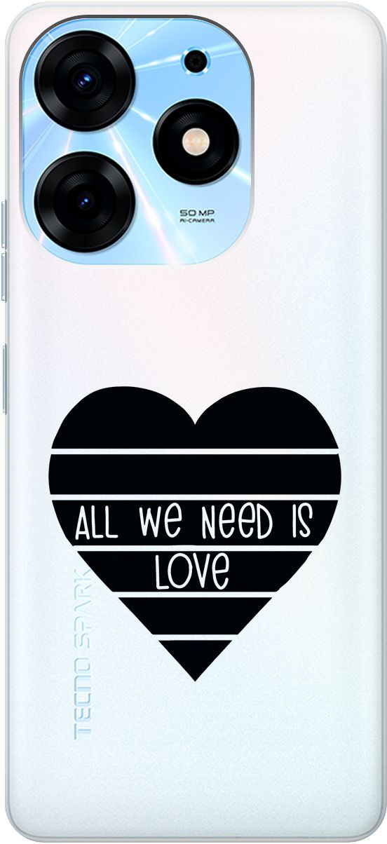 

Чехол на Tecno Spark 10 Pro "All We Need is Love" прозрачный, Прозрачный;черный, 159565