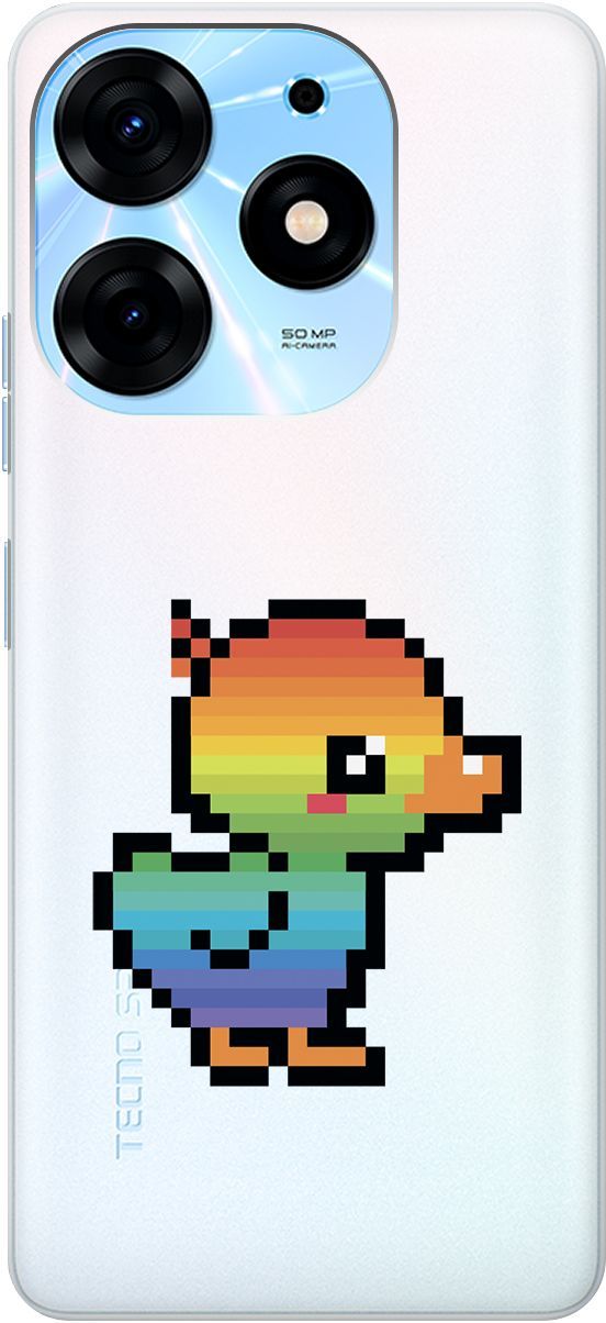 

Чехол на Tecno Spark 10 Pro с 3D принтом "Pixel Duck" прозрачный, Прозрачный;желтый, 159565