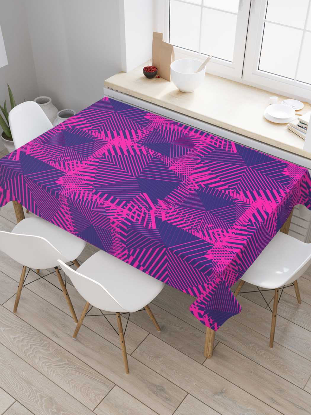 

Скатерть прямоугольная JoyArty "Вышивание красками" из сатена, 180x145 см, Синий, Вышивание красками