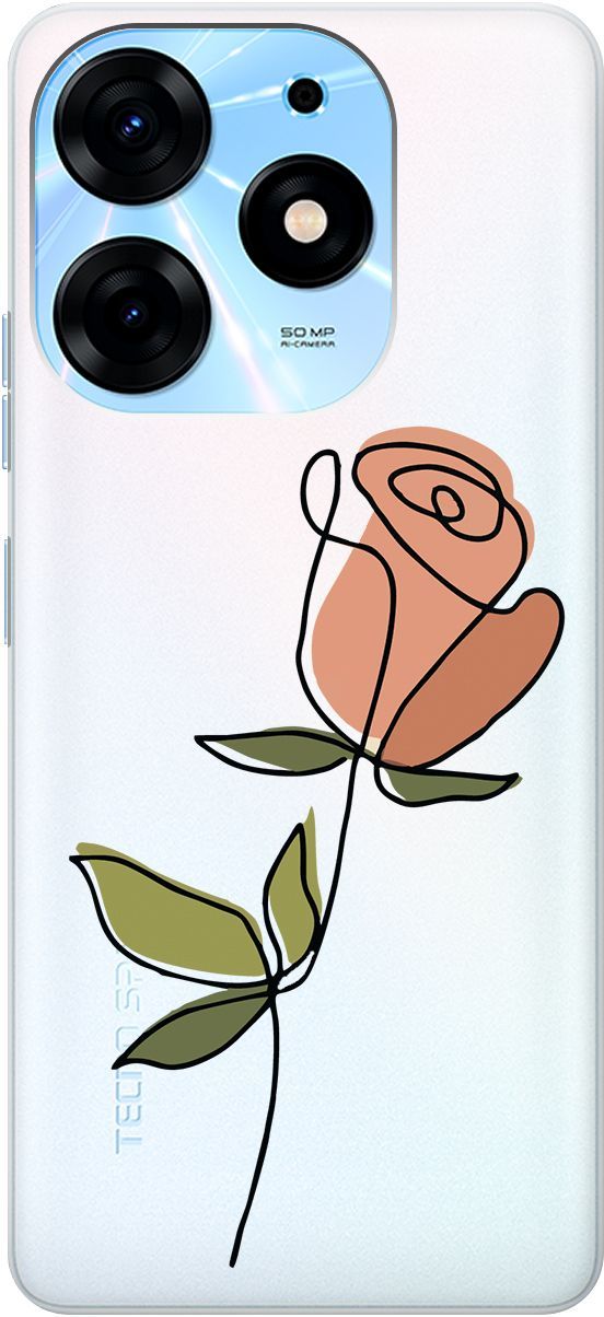

Чехол на Tecno Spark 10 Pro с 3D принтом "Rose" прозрачный, Прозрачный;зеленый, 159565