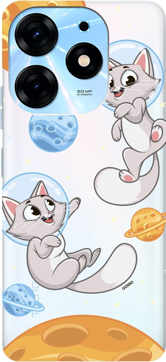 

Чехол на Tecno Spark 10 Pro с 3D принтом "CosmoCats" прозрачный, Прозрачный;оранжевый, 159565