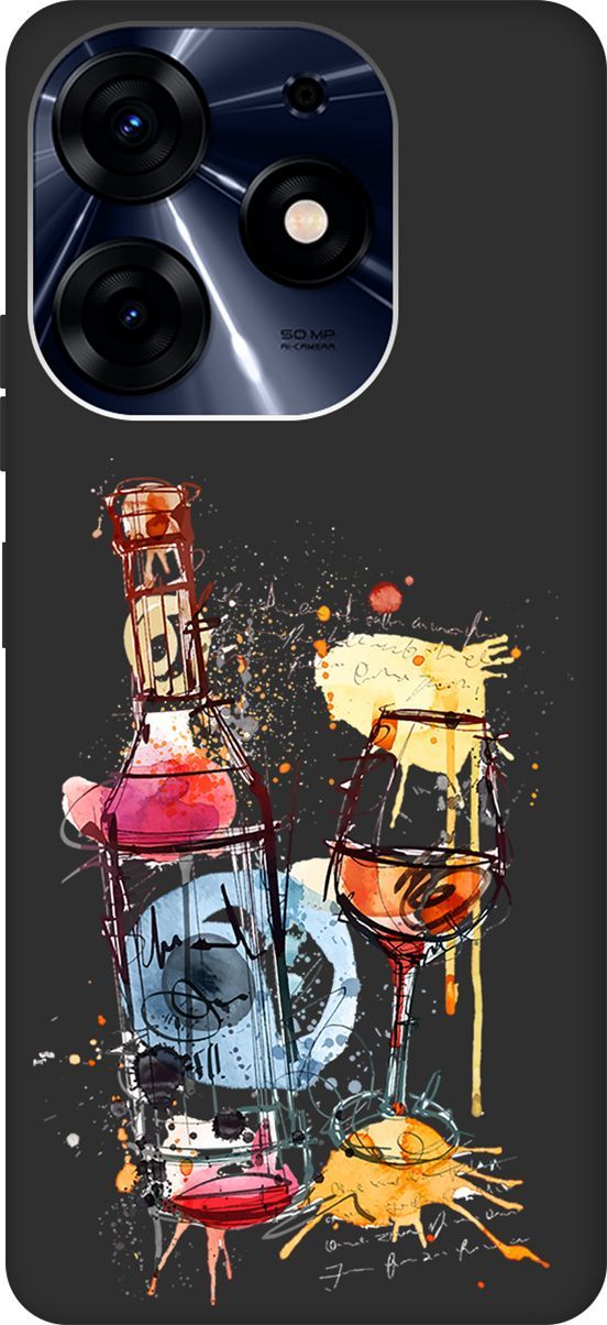 

Чехол на Tecno Spark 10 Pro с 3D принтом "Aquarelle Wine" черный, Черный;голубой, 159566