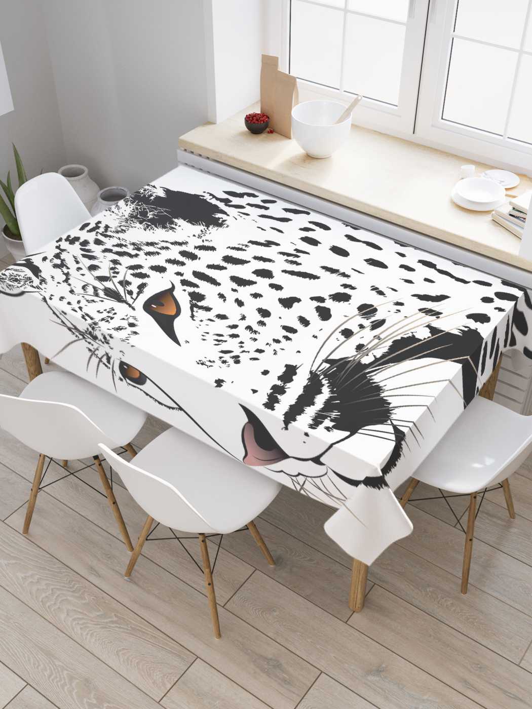 

Скатерть прямоугольная JoyArty "Спокойствие леопарда" из сатена, 180x145 см, Серый, Спокойствие леопарда