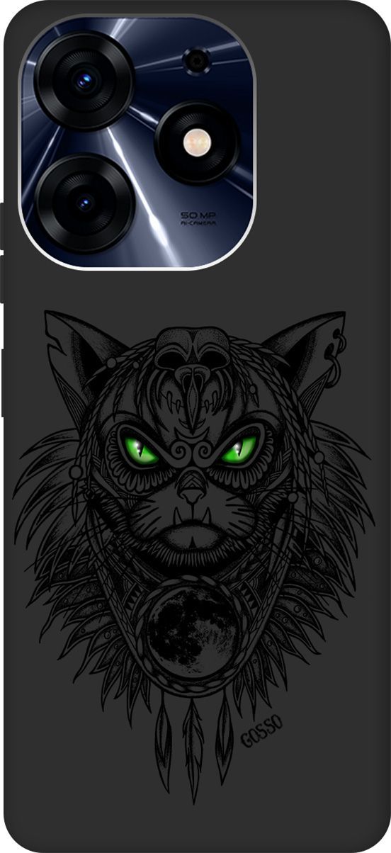 

Чехол на Tecno Spark 10 Pro с 3D принтом "Shaman Cat" черный, Черный;зеленый, 159566