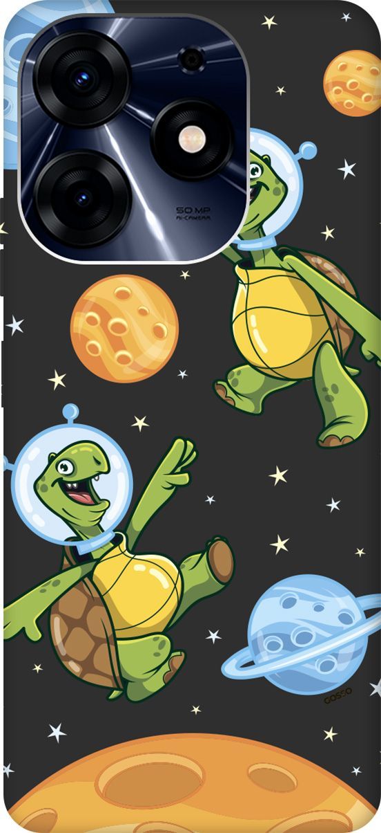 

Чехол на Tecno Spark 10 Pro с 3D принтом "CosmoTurtles" черный, Черный;бежевый, 159566