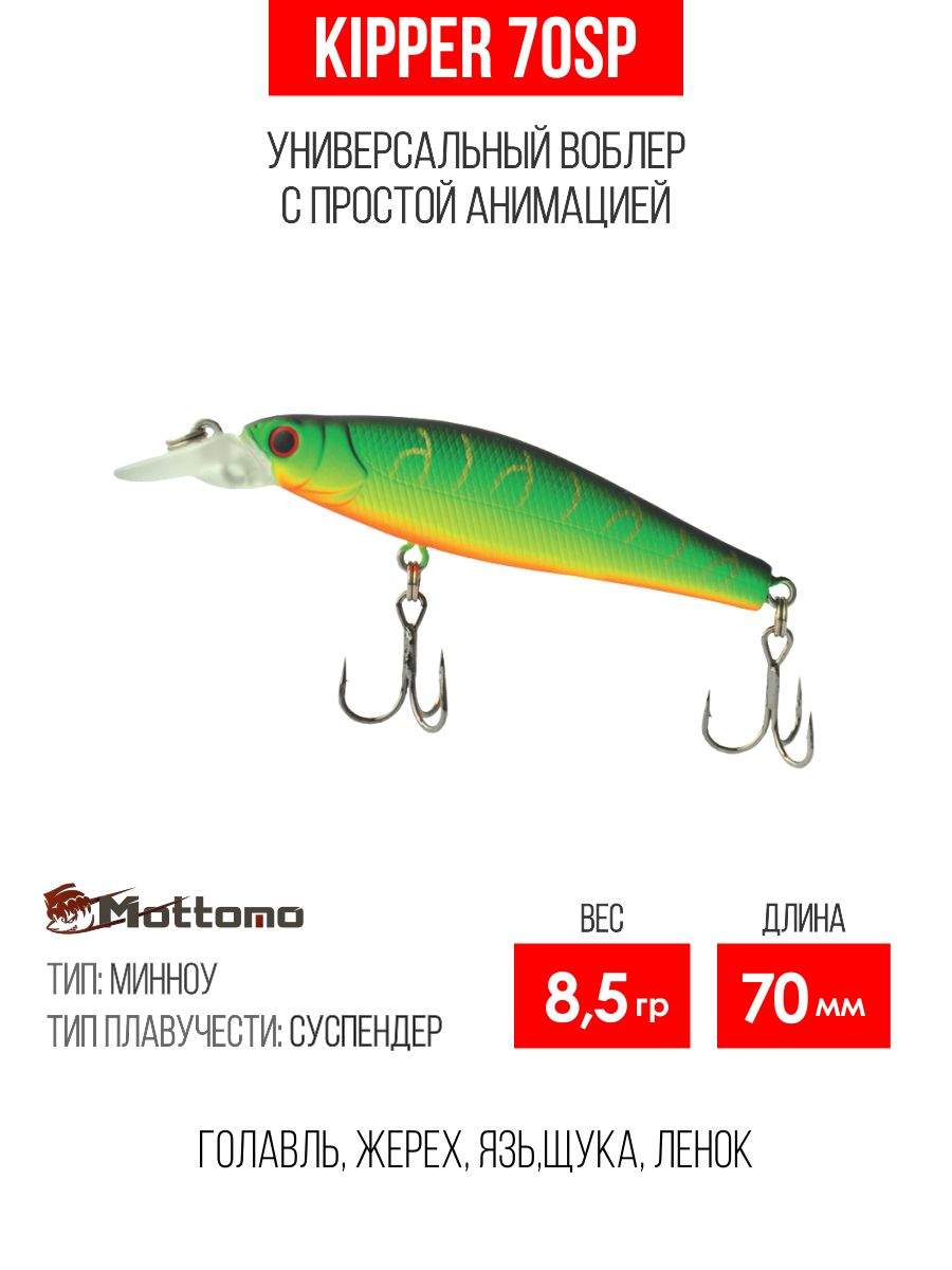 

Воблер Mottomo Kipper 70SP 8,5g Ghost Tiger, Разноцветный, Kipper