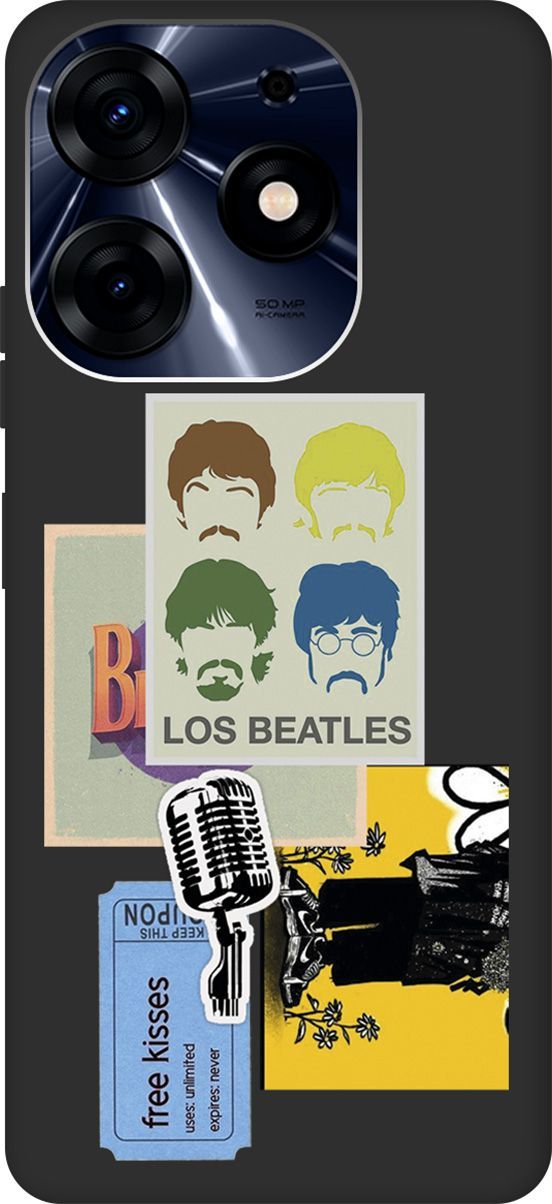 

Чехол на Tecno Spark 10 Pro с 3D принтом "Beatles Stickers" черный, Черный;белый, 159567