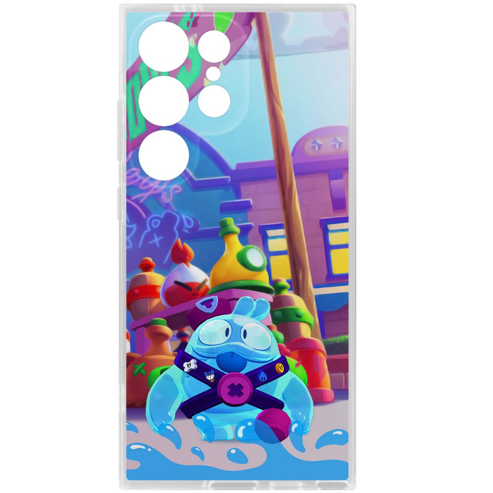 

Чехол-накладка Krutoff Clear Case Brawl Stars-Скуик для Samsung Galaxy S24 Ultra, Прозрачный
