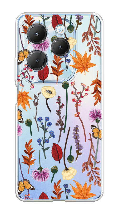 

Чехол на Infinix HOT 40/40 Pro "Orange Purple flowers", Оранжевый;красный;розовый;желтый;прозрачный, 3105250-1