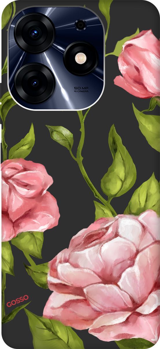 

Чехол на Tecno Spark 10 Pro с 3D принтом "Amazing Roses" черный, Черный;зеленый, 159567