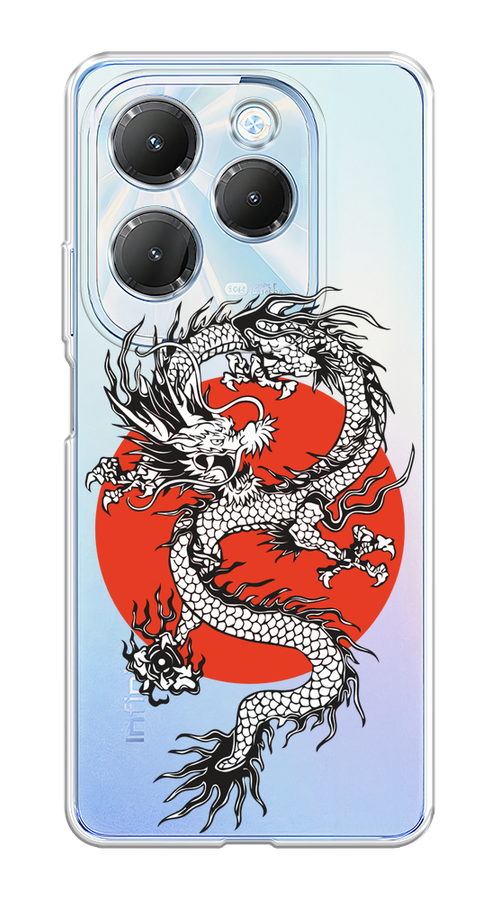 

Чехол на Infinix HOT 40/40 Pro "Восходящий дракон", Белый;черный;красный, 3105250-1