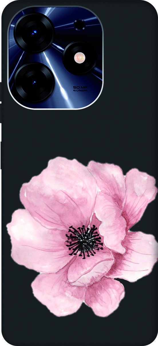 

Чехол на Tecno Spark 10 Pro с 3D принтом "Pink Flower" черный, Черный;белый, 159567