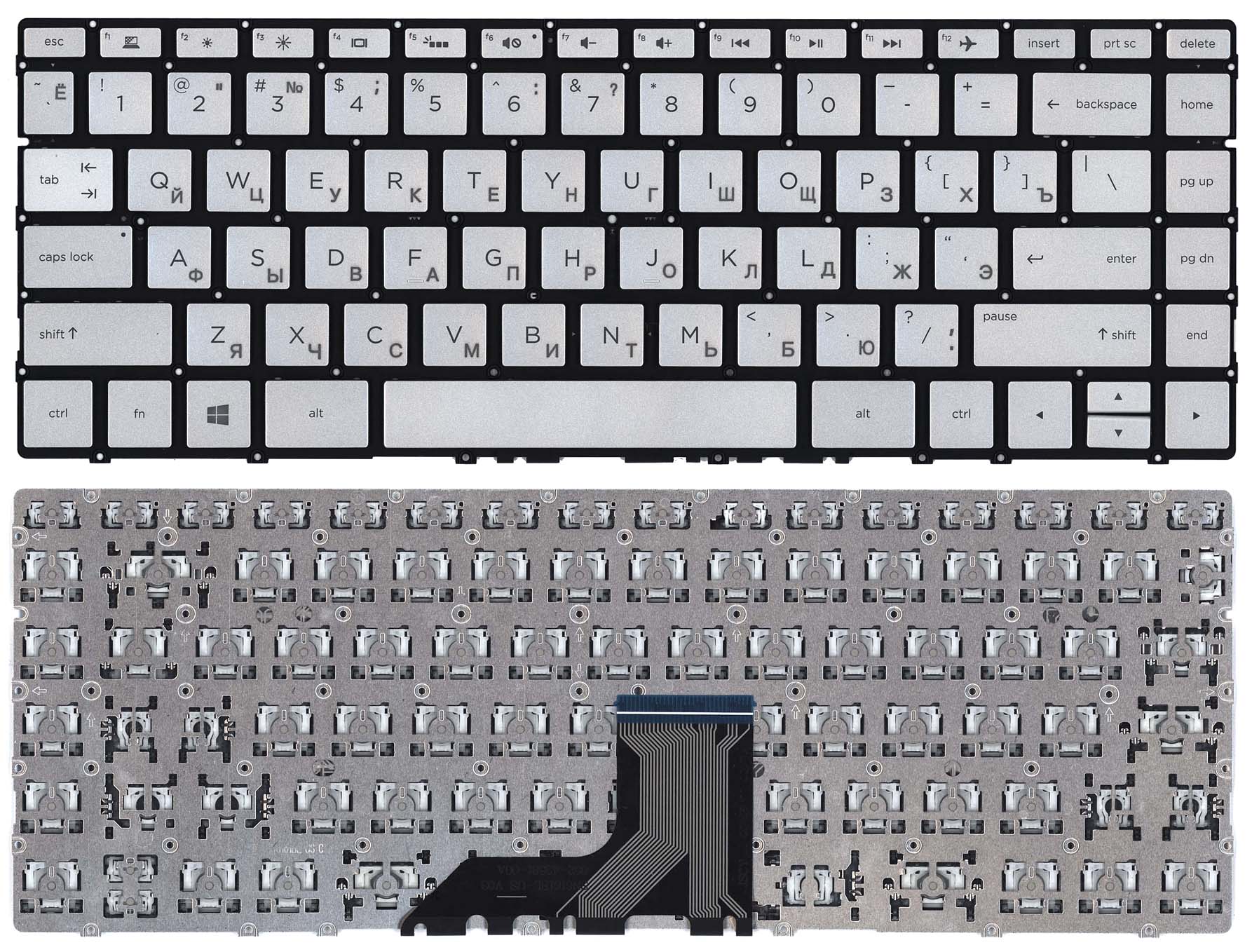 

Клавиатура для ноутбука HP Envy 13-AD серебристая с подсветкой