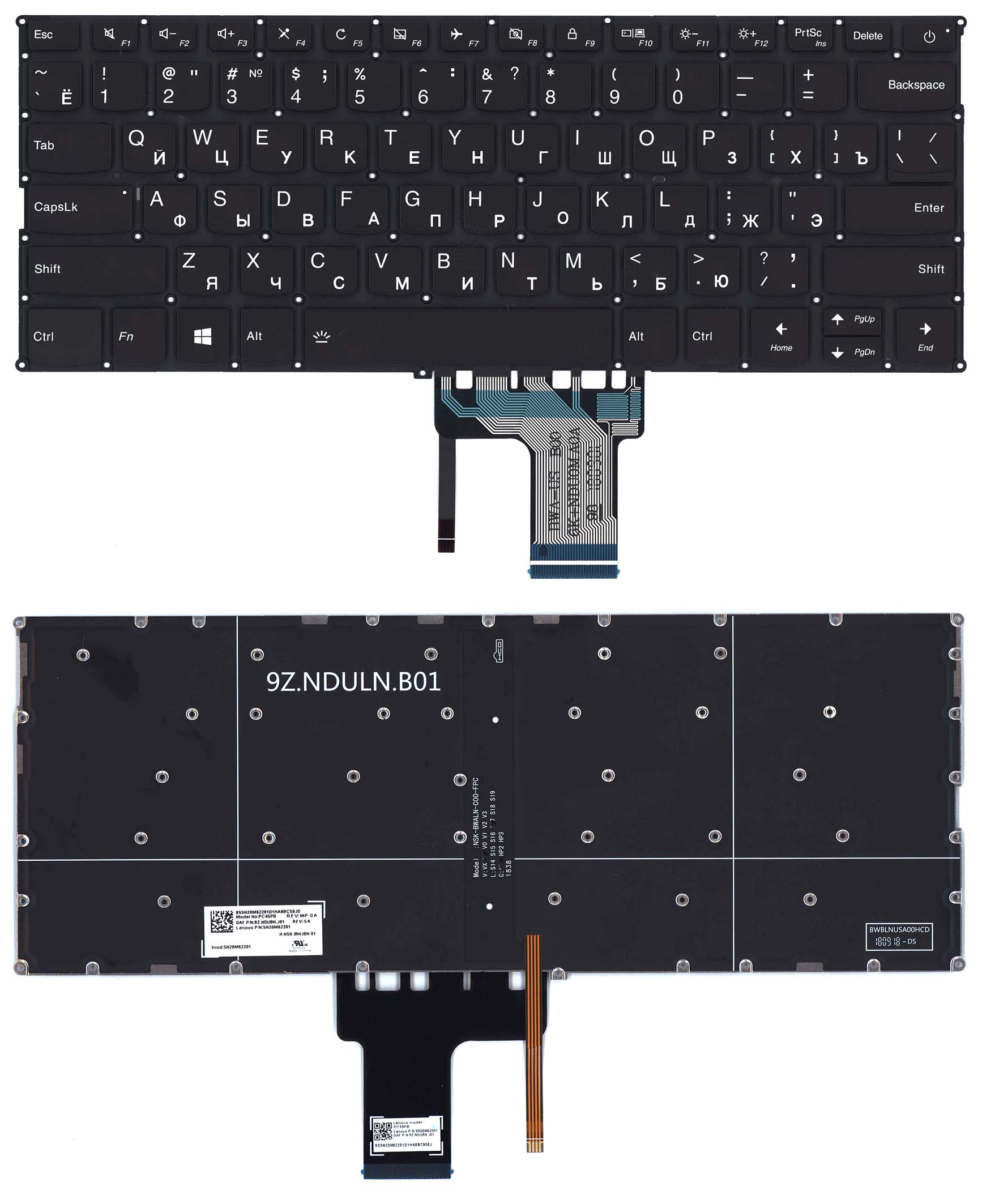 

Клавиатура для ноутбука Lenovo IdeaPad 320S-13 черная с подсветкой