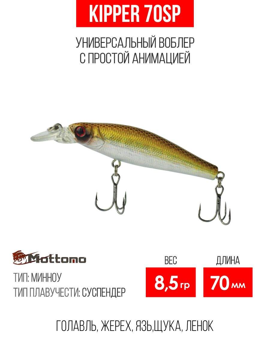 

Воблер Mottomo Kipper 70SP 8,5g Gold Glitter, Разноцветный, Kipper