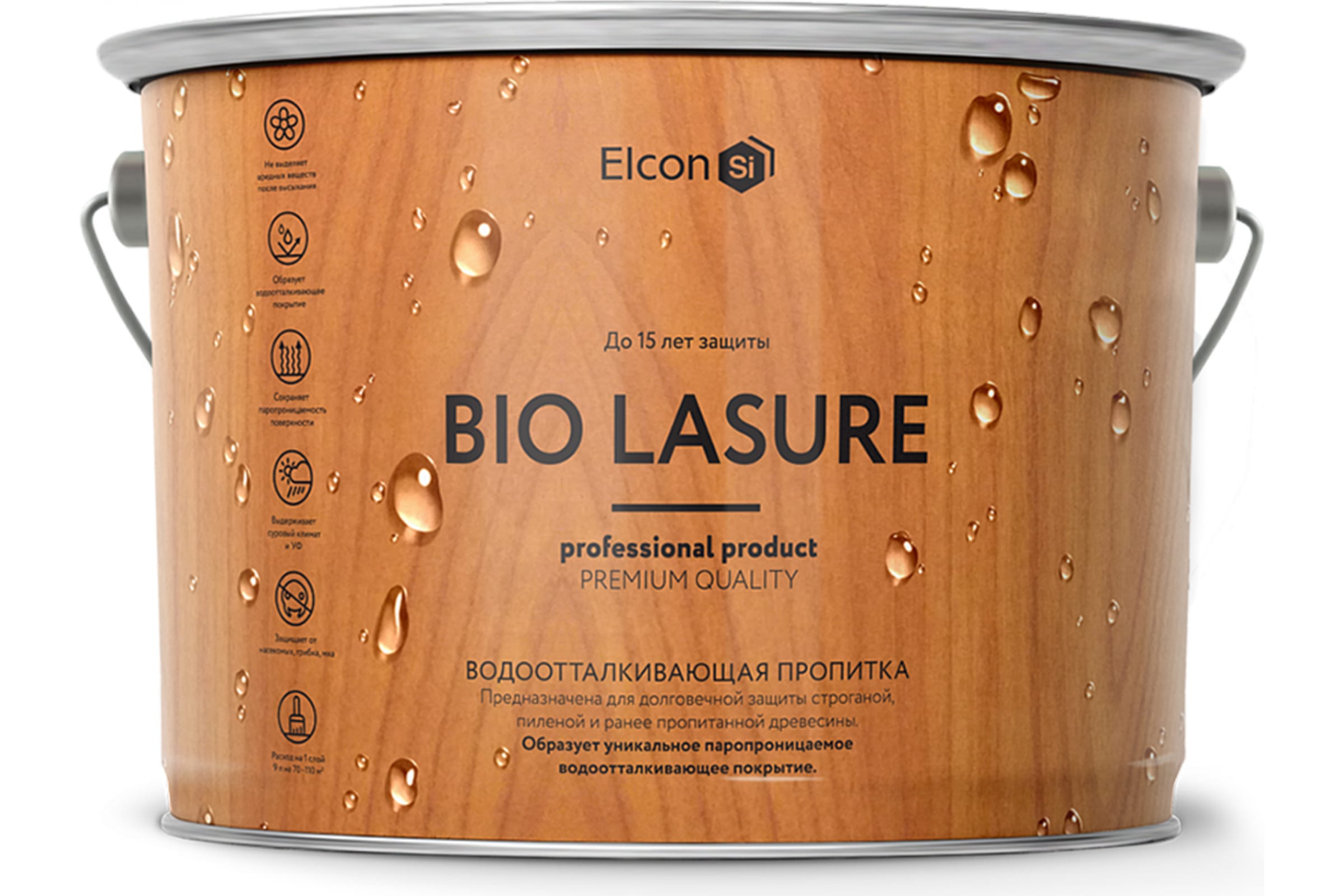 Elcon Bio Lasure водоотталкивающая пропитка для дерева, орех; 2 л, 00-00461950 пропитка водоотталкивающая оптимист гидробиощит для дерева 5 л