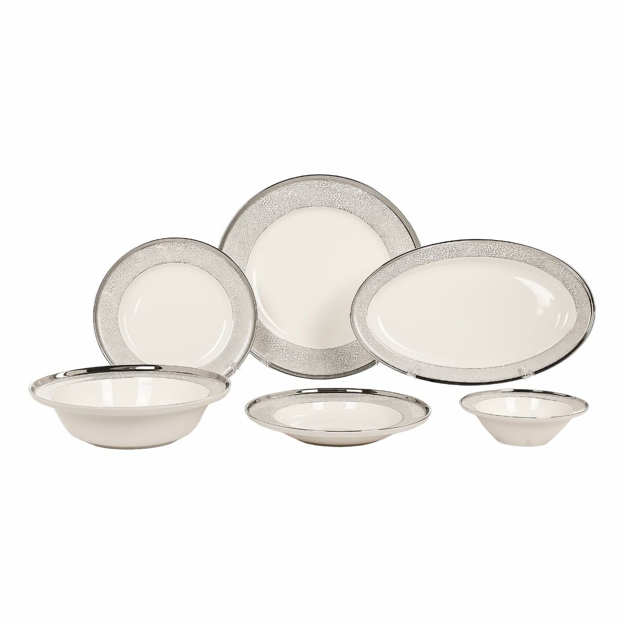 

Столовый сервиз Macbeth bone porcelain Crackle 6 персон 26 предметов, Белый