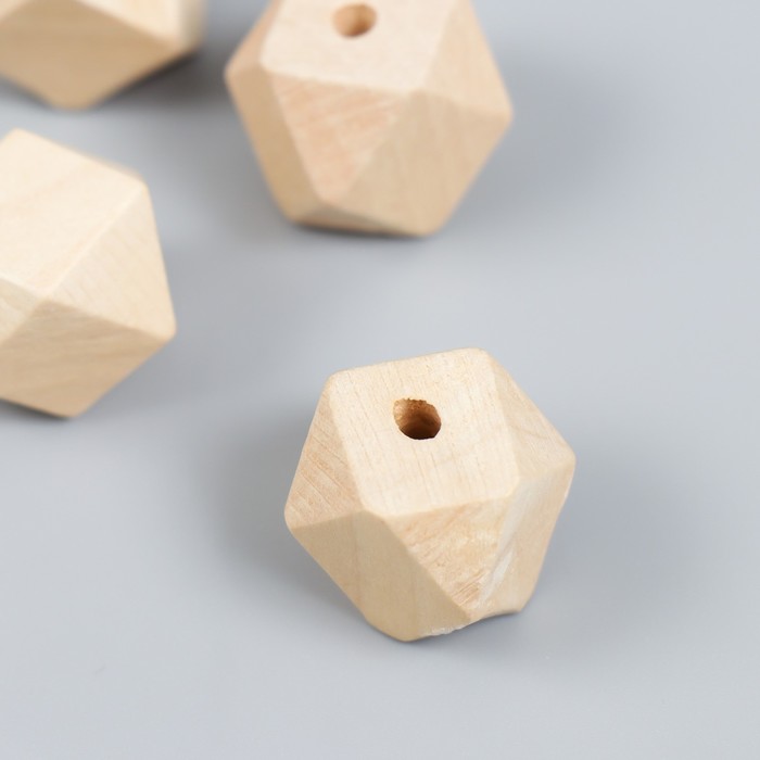 

Бусины деревянные многогранники 16х16 мм (набор 4 шт) без покрытия, Бежевый, Любимый промысел