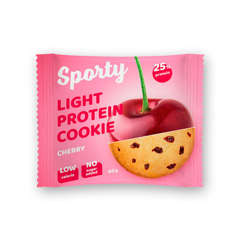 фото Sporty печенье sporty protein light 40 г, 1 шт, вкус: вишня