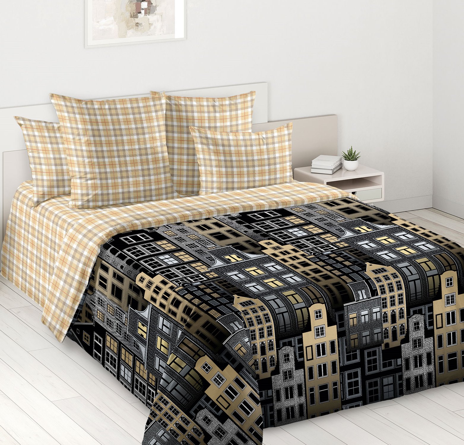 

Постельное белье Текс-Дизайн 2-спальное Таун 1 бежевый 70х70 2 шт