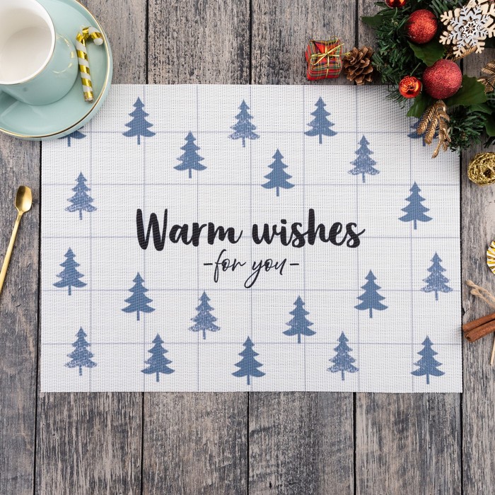 

Новогодняя салфетка на стол Warm wishes, 40х29 см, Белый