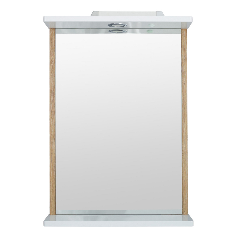 Зеркало АСБ-Мебель Альпина 600х738 мм с подсветкой дуб золотой/белое зеркало для ванной март ferro 55 см цвет золотой