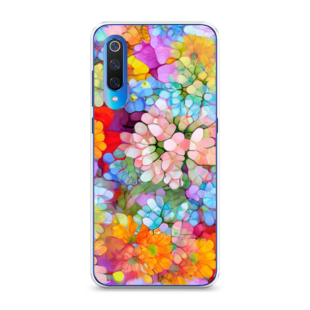 

Чехол на Xiaomi Mi 9 "Цветы витраж", Оранжевый;розовый;голубой, 34850-3