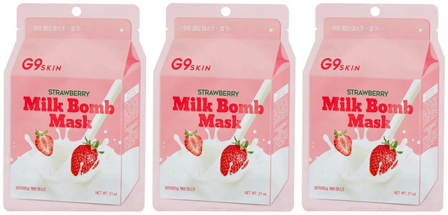 

Маска для лица тканевая G9SKIN MILK BOMB MASK-Strawberry, 25 мл, 3 шт