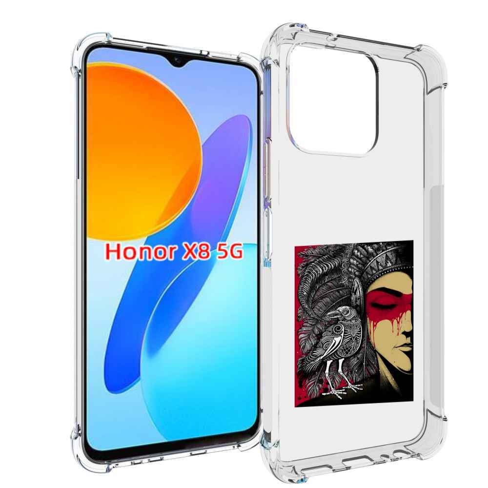 

Чехол MyPads девушка с вороном в абстракции для Honor X8 5G, Прозрачный, Tocco