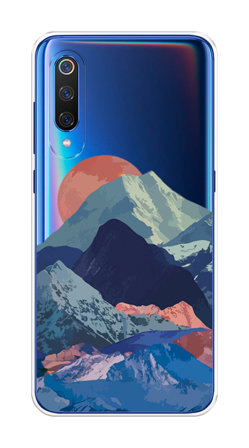 

Чехол на Xiaomi Mi 9 "Закат в снежных горах", Красный;серый;голубой, 34850-2
