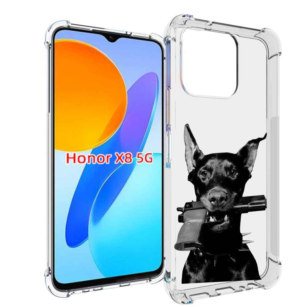 

Чехол MyPads доберман с пистолетом для Honor X8 5G, Прозрачный, Tocco