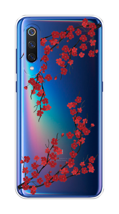 

Чехол на Xiaomi Mi 9 "Красная сакура", Красный;черный, 34850-2