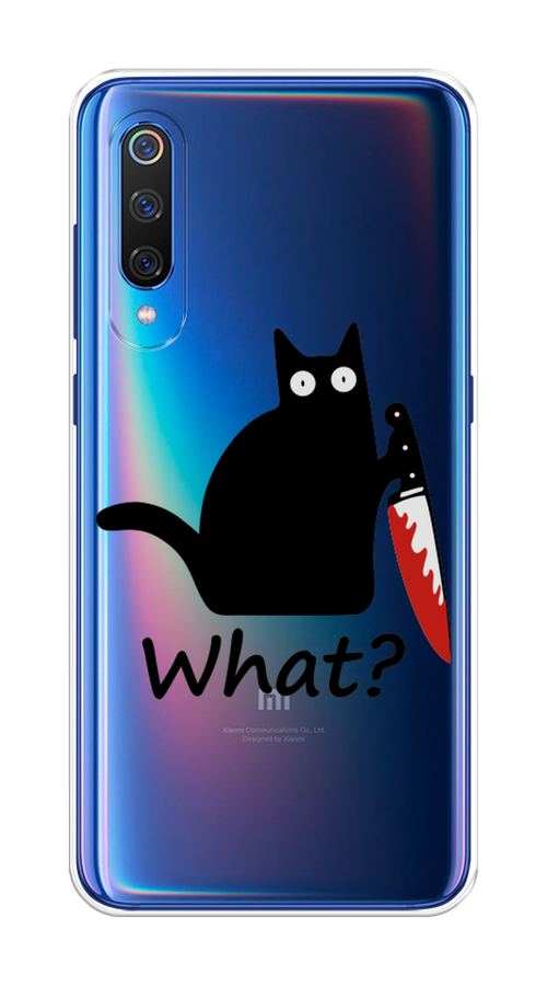 

Чехол на Xiaomi Mi 9 "Котик с ножом", Черный;красный, 34850-6