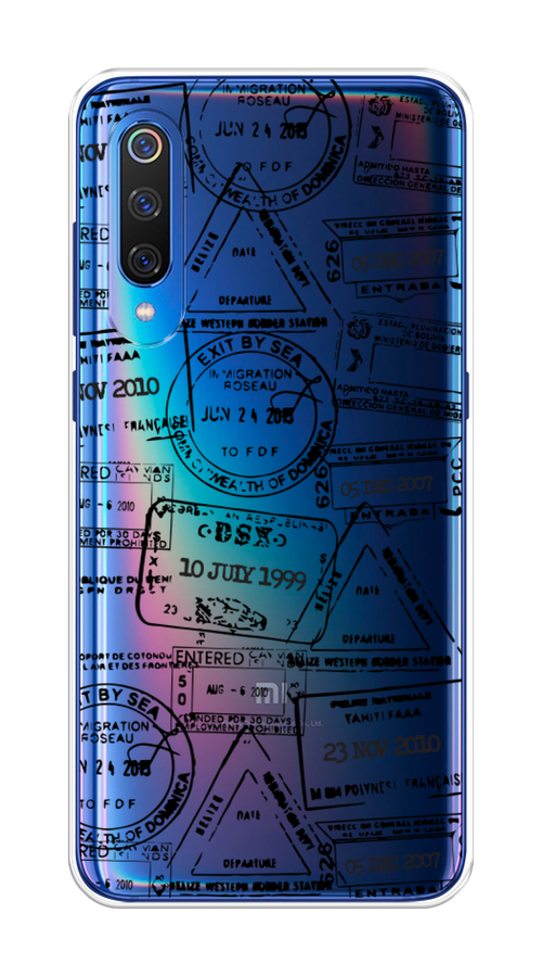 

Чехол на Xiaomi Mi 9 "Visa stamps 2", Белый;черный;серый, 34850-2