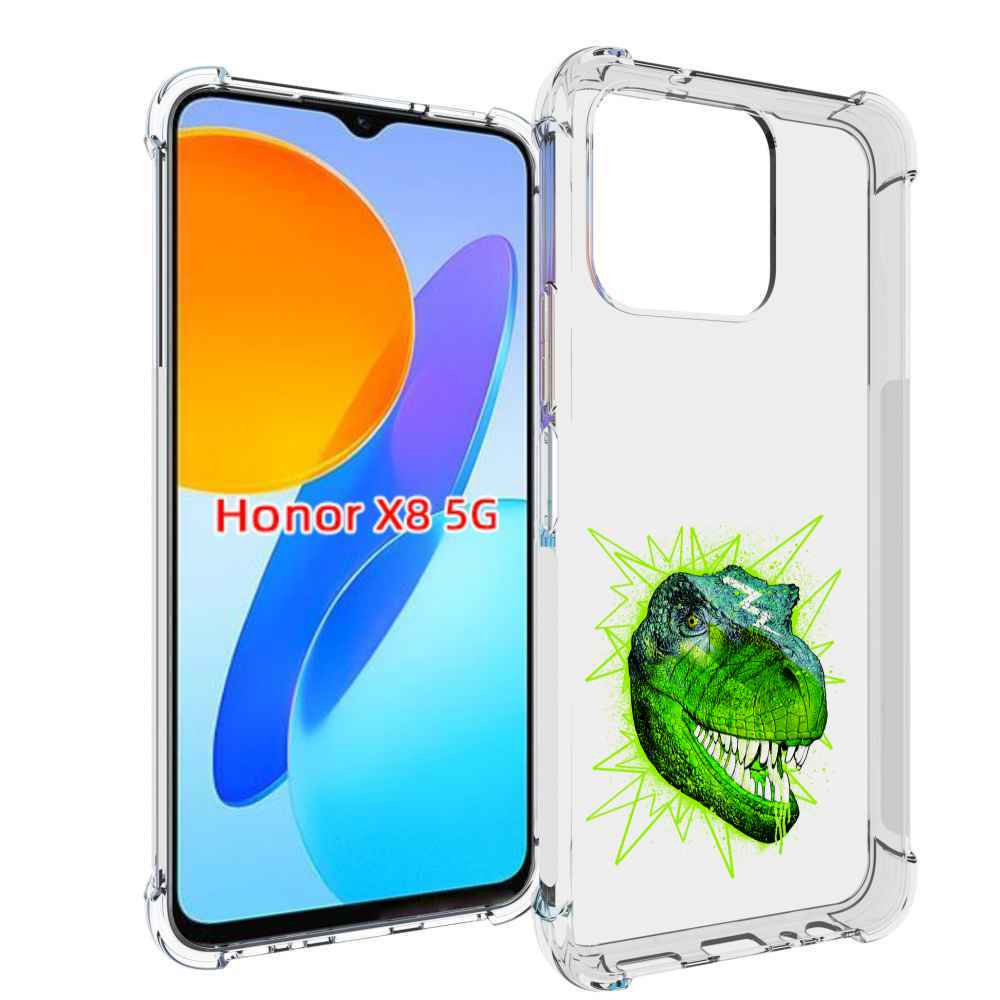 

Чехол MyPads зеленый динозавр для Honor X8 5G, Прозрачный, Tocco