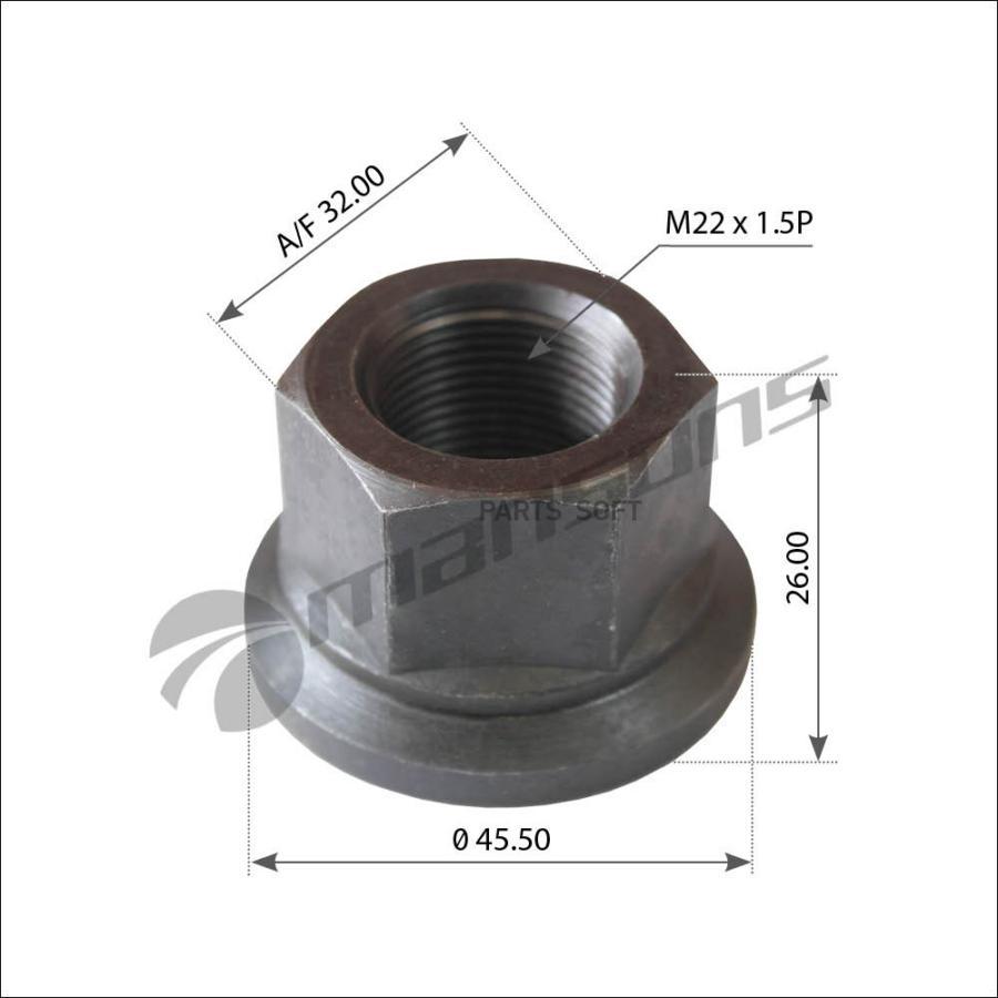 

Гайка колесная BPW, MB, MAN М22х1,5x26 sw32