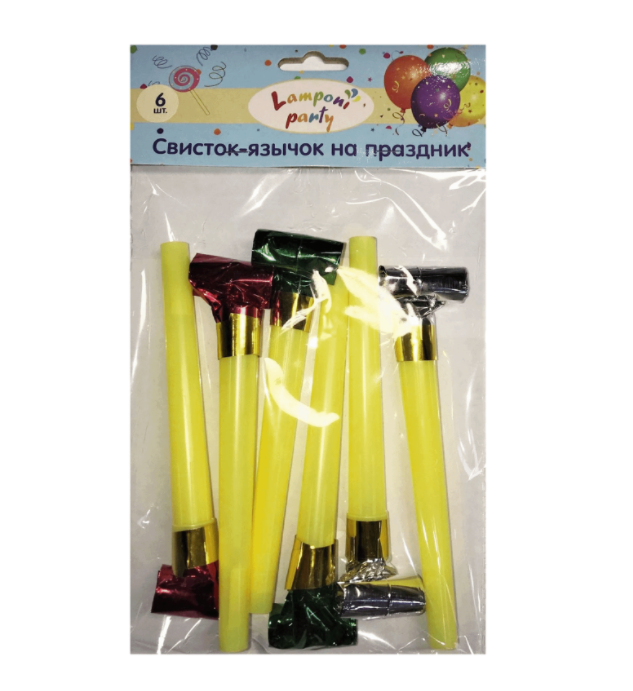 

Свистки для праздника Lamponi 20x12x2 см 6 шт в ассортименте, Разноцветный