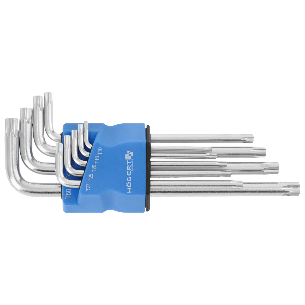 

HOEGERT TECHNIK HOEGERT Набор Г-образных длинных ключей TORX S2, 9 шт. HT1W830