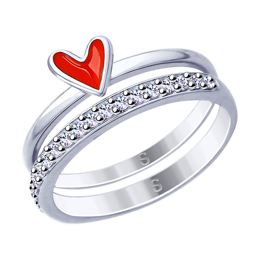 фото Кольцо из серебра с фианитом/эмалью р 16.5 sokolov 94012846