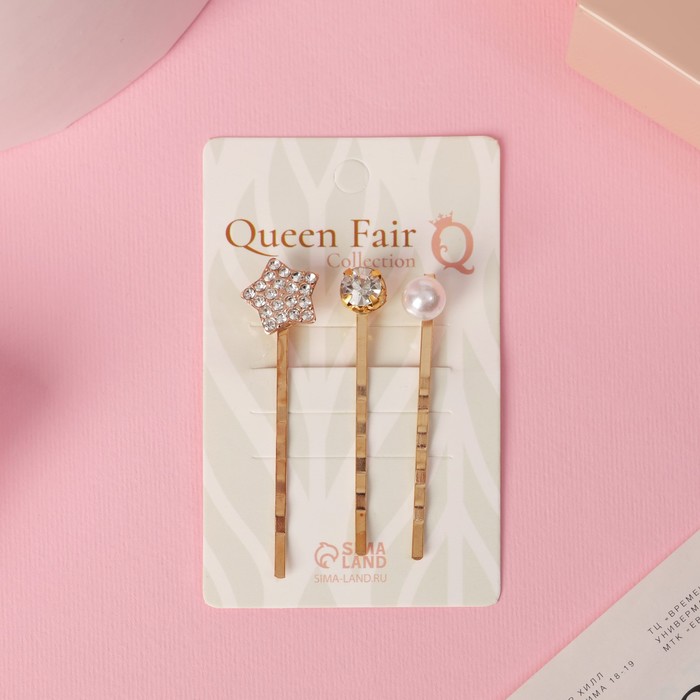 

Невидимка Queen fair 3913294 золотистая, 3 шт, Золотистый, 3913294