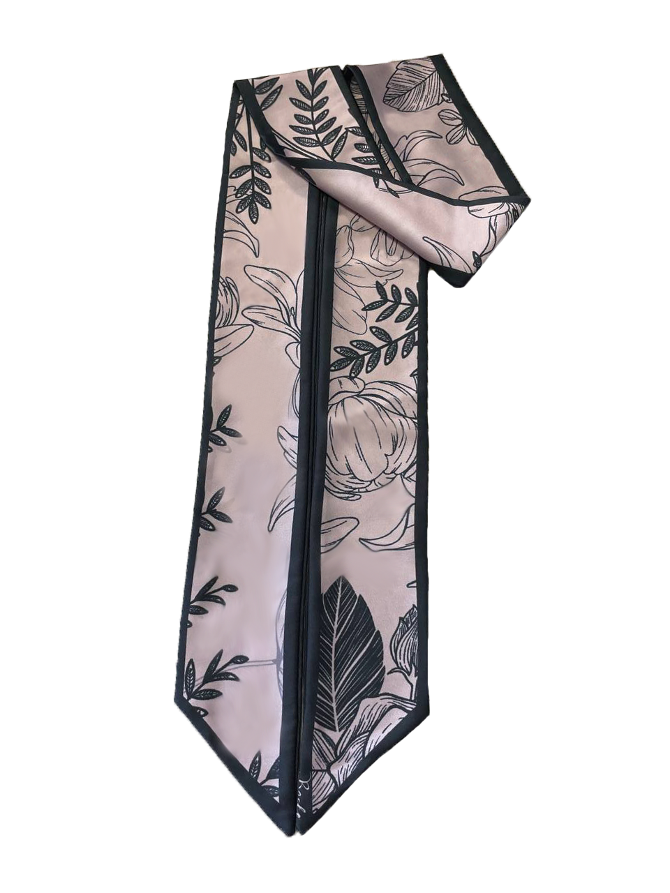 Твилли женский Basko 11 бежевый с черными цветами, 137х7 см
