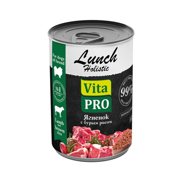 Консервы для собак VITA PRO LUNCH Ягненок с бурым рисом 400 г