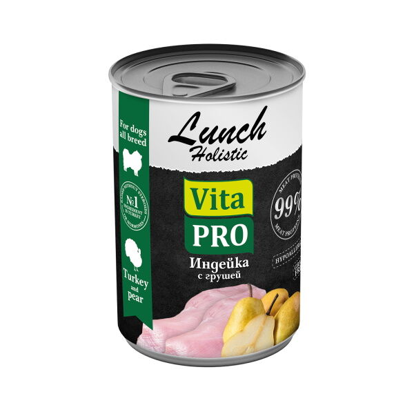 Консервы для собак VITA PRO LUNCH Индейка с грушей 400 г 569₽