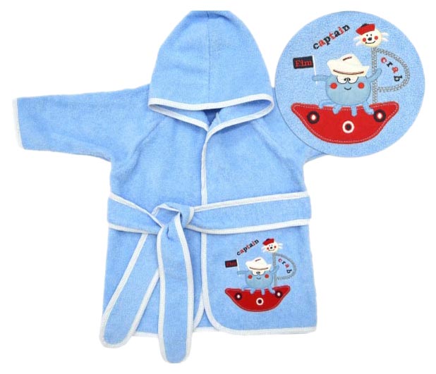 фото Детский халат fim baby а-1000 с голубой окантовкой, размер 98