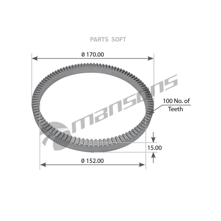 300.214Мns_Кольцо Ступицы Зубчатое Авs Z=100 D152Хd170Х15Mm Врw Есо MANSONS 300214