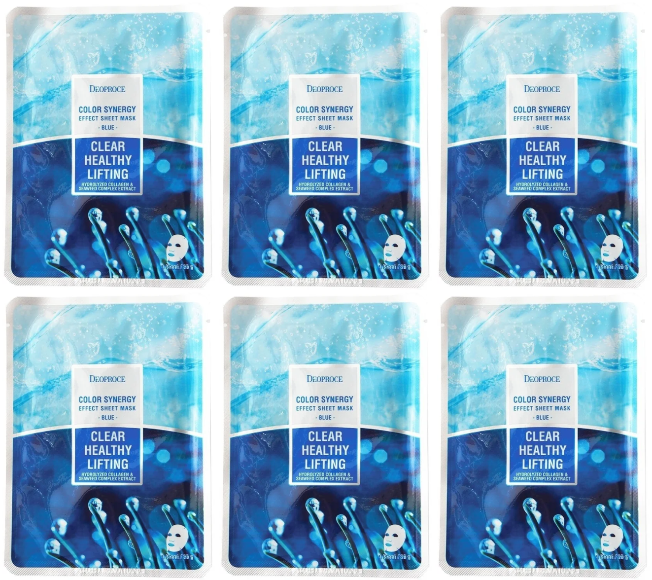 

Маска Deoproce тканевая морской коллаген COLOR SYNERGY EFFECT SHEET MASK BLUE 20гр,6 шт